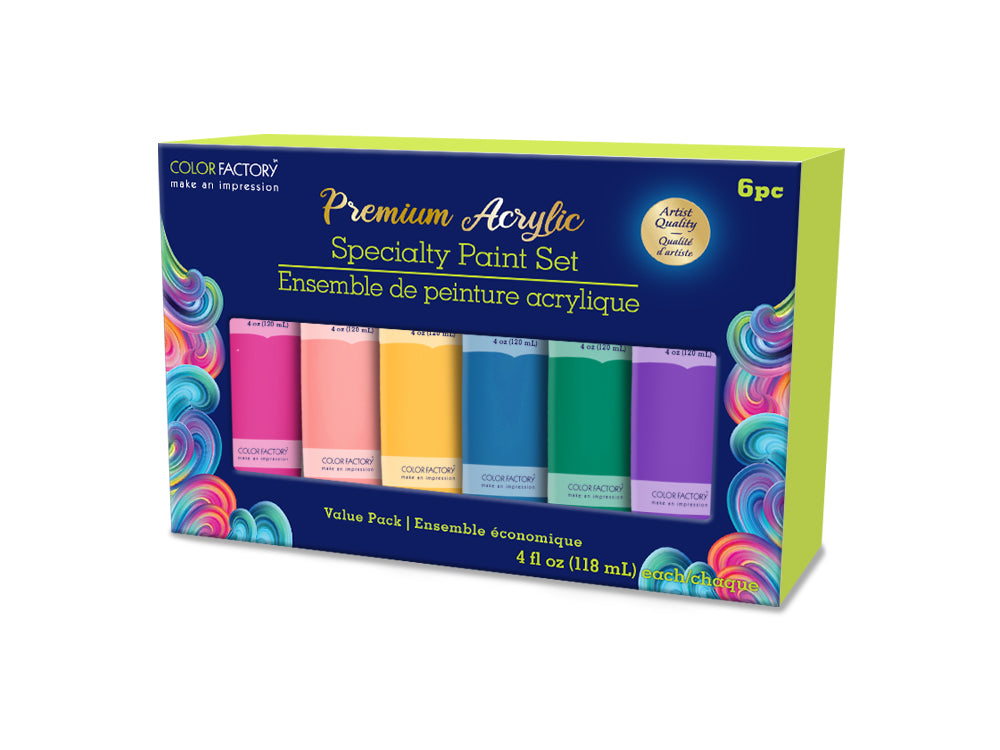 Color Factory: 4oz Premium Acrylic Paint Set 6x120ml Tubes C) Fashion