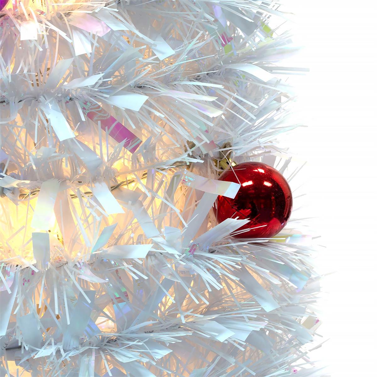 Deco N. 5ft Pop-Up Xmas Tree w/100 LED Lights & 36 Balls, ETL, Opal, boxwhite box with color label