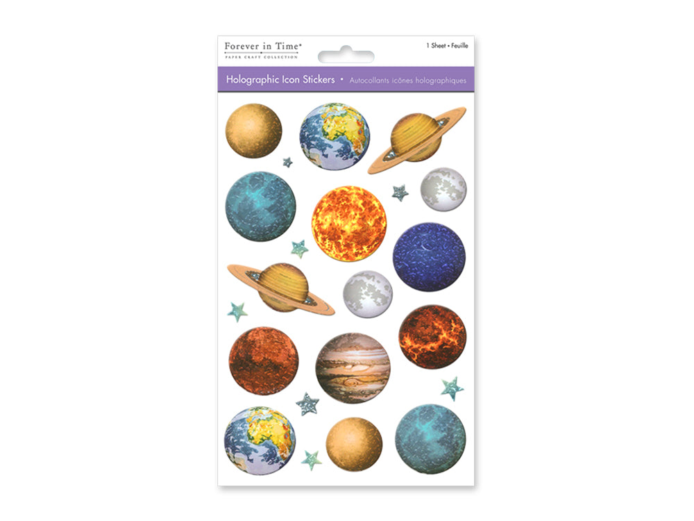 Paper Craft Sticker: 5.5"x8.25" Holographic Icons K) The Planets