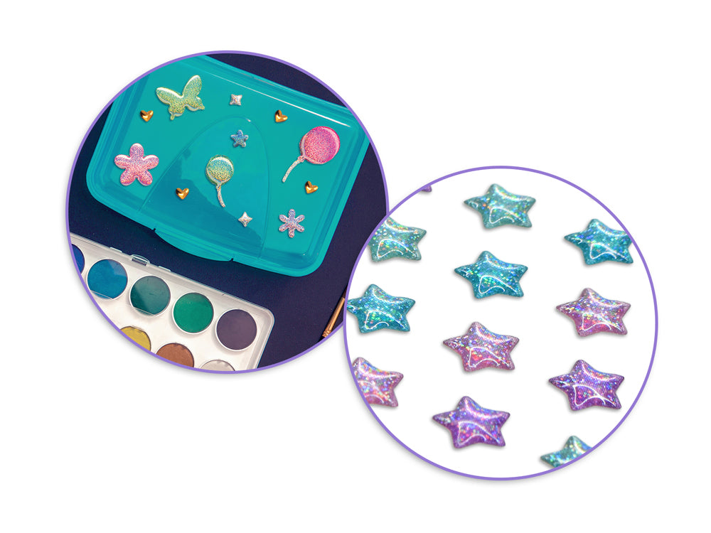 Paper Craft Sticker: 3D Epoxy Mini Elements 9x17.5cm B) Stars- Multi