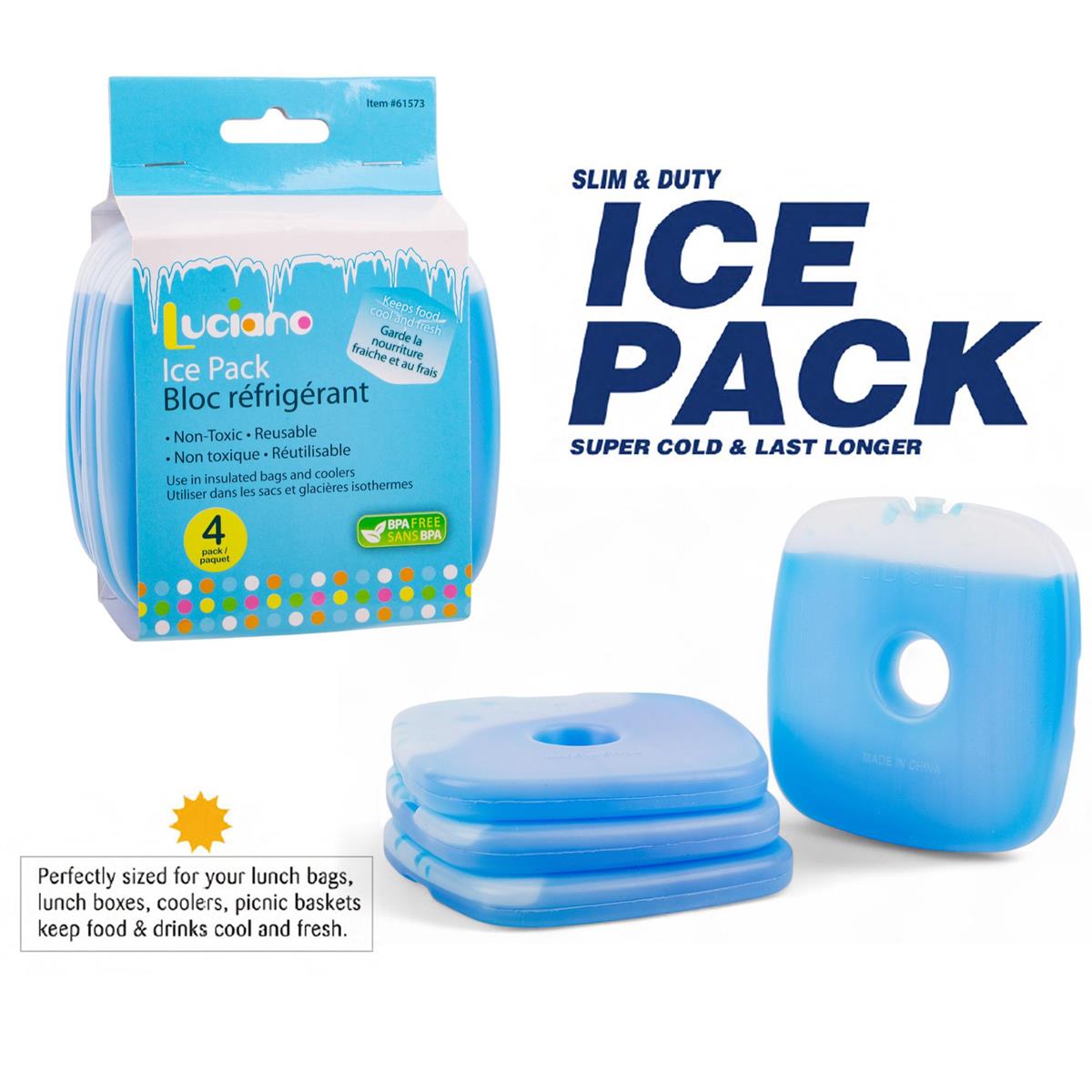 Luciano 4pk Slim Freezing Ice Packs, 5.36"x4.88", sleeve card