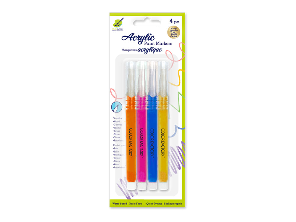 Color Factory: Premium Multi-Surface Acrylic Paint Markers 4pk A) Bright