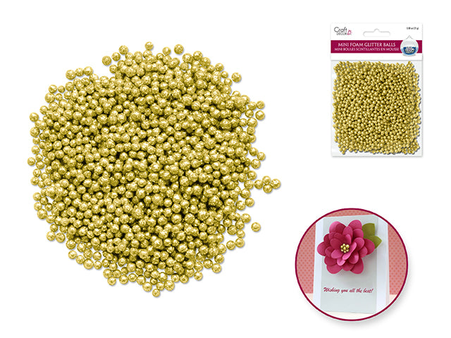Craft Decor: 5mm Mini Glitter Deco Balls 25g (0.88oz) Foam D) Gold