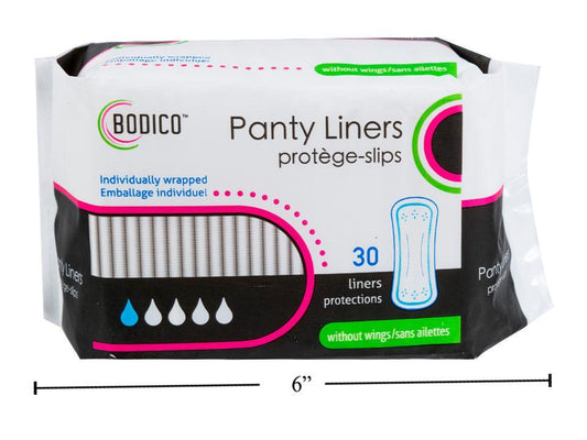 Bodico Panty Liner w/o Wings, 30pc/ bag, ind-wrapped, 15.5x6.8cm