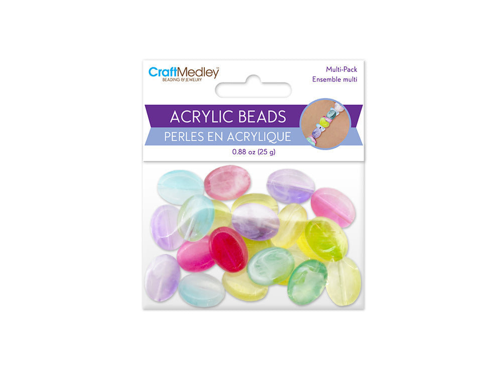 Acrylic Beads: 25g Frosted Marble Multi-Packs 17mm B) Oval