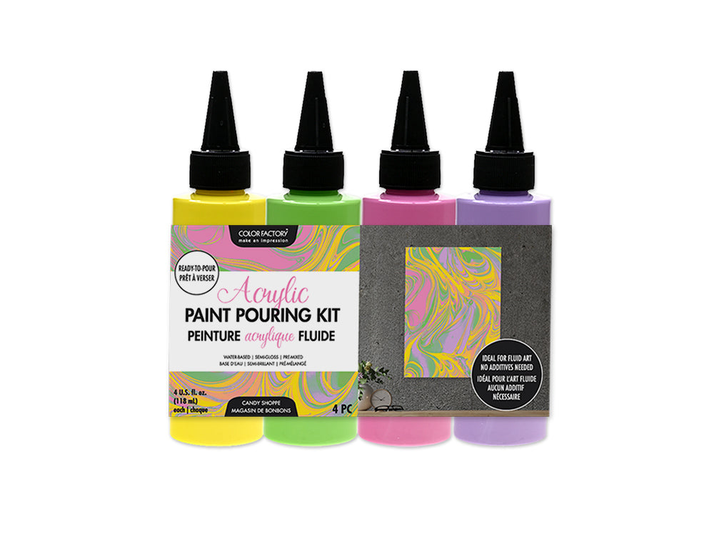 Color Factory: 4oz 4ct Acrylic Pouring Paint Kit~ Ready To Pour B) Candy Shoppe