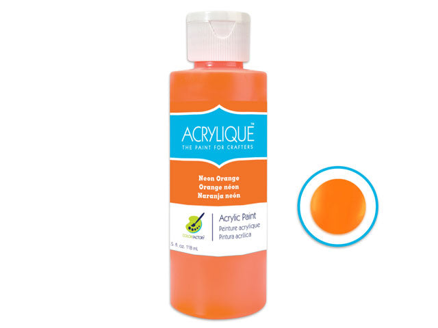 Color Factory: 4oz Acrylique Paint for Crafter's 200 Neon Orange