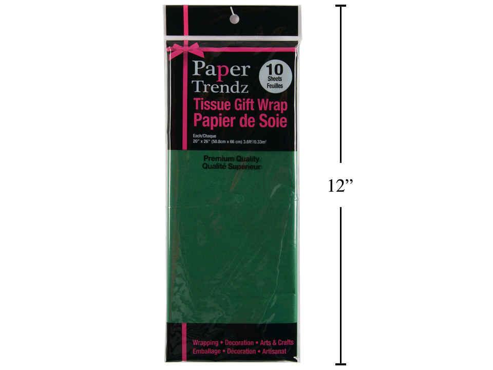 Paper T. 10-Sheet Tissue Wrapping Paper, Green, printed bag 20"x26"