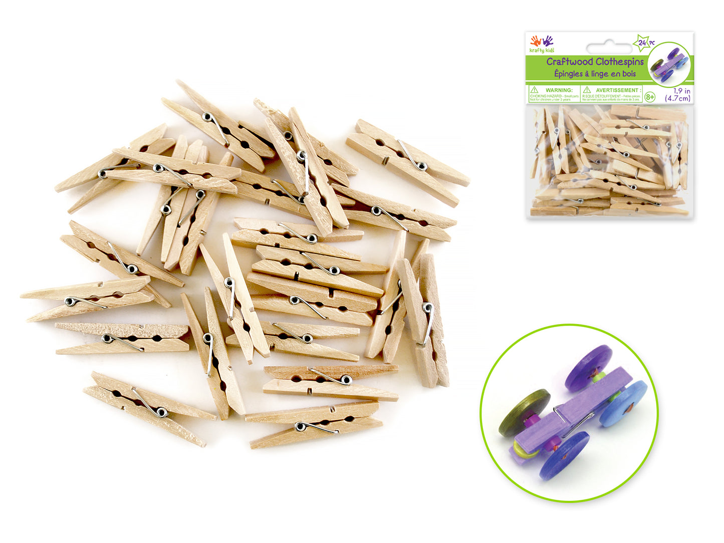 Craftwood: 1 7/8" Clothespins Natural 24/pk