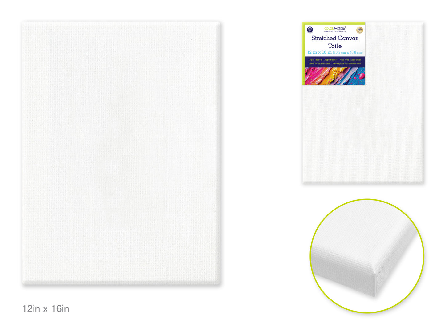 Stretch Artist Canvas: Rect. 12"x16" Primed Back-Stapled