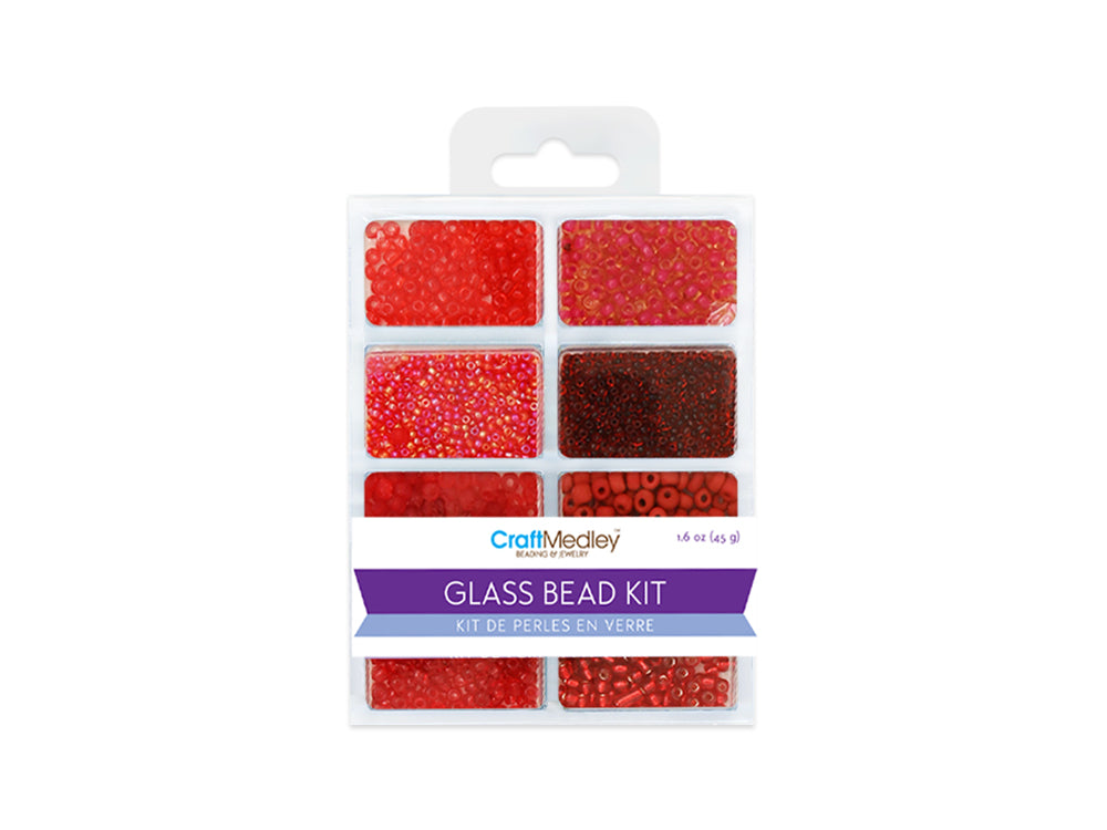 Glass Bead Kit: Rocailles/Seed Beads/Bugles 45g ULTIMIX H) Rouge