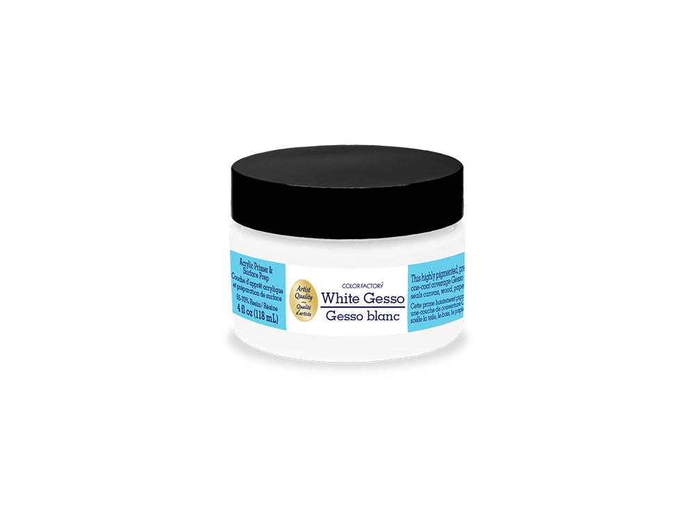 Color Factory Media: 4oz Gesso (118ml) Acrylic Primer & Surface Prep A) White