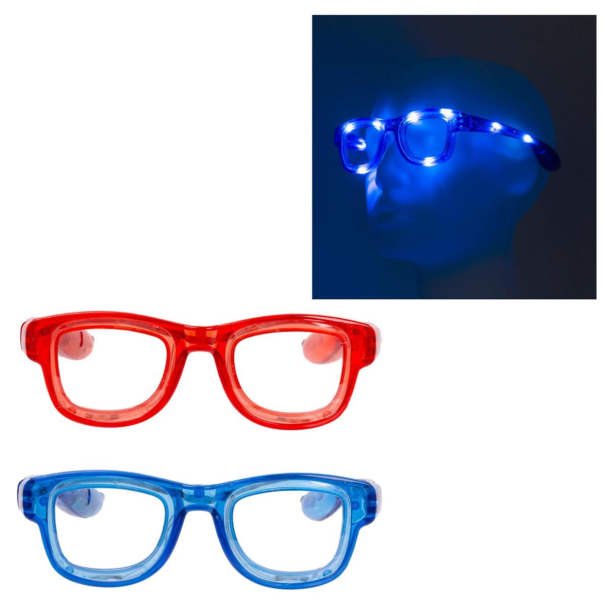 Light Up LED Glasses, red/blue, 3 modes
