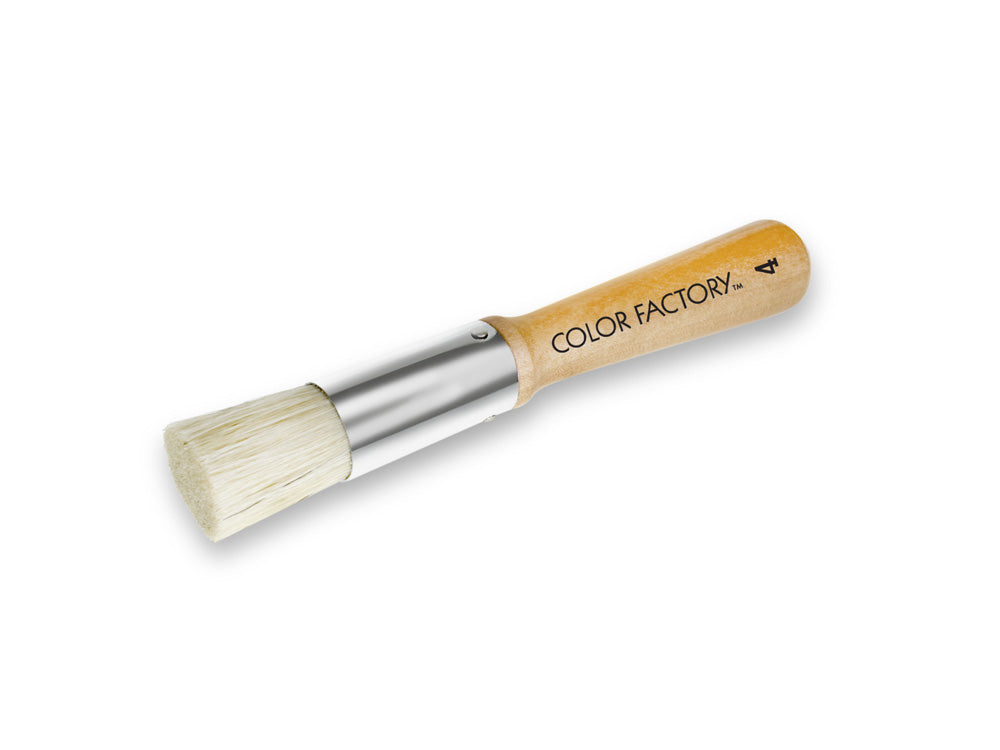 Color Factory: 3/4" Stencil Brush (#4) Wood Handle, Metal Studded Ferrule