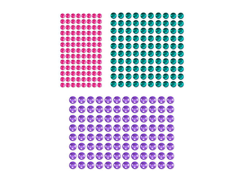 Paper Craft Embellishments: 6/8/10mm Gems x300 Peel-n-Stick B) Glam