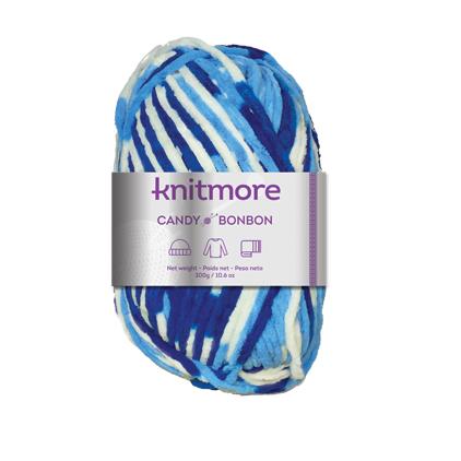 CANDY KNITTING YARN-WHITE/BLUE