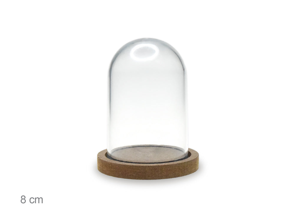 Craft Décor: 8cmx5.3cm DIY Clear Plastic Dome w/Wood Base