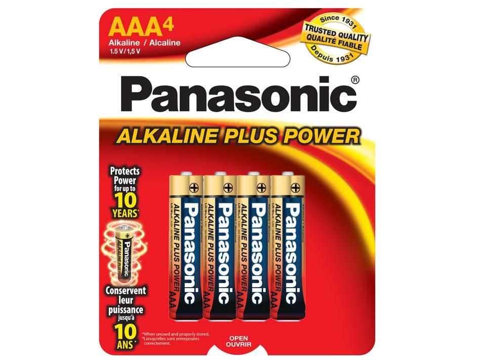 Panasonic, 4pk AAA Alkaline Plus Power Batteries