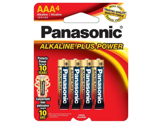 Panasonic, 4pk AAA Alkaline Plus Power Batteries