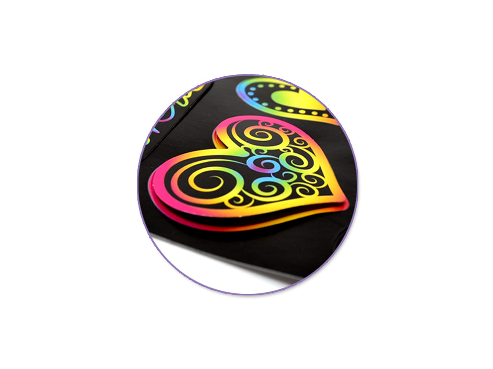 Handmade Sticker: 4.9"x7.3" 3D Rainbow Effect B) Love Hearts