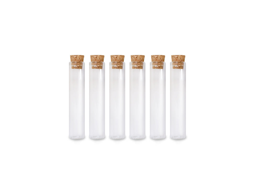 Glass Vials: 12mmx75mm Mini w/Cork Lid x6