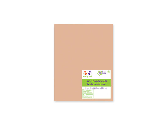 Fun Foam Sheets: One 9"x12" - 2mm(T) Barcoded Sheets O) Flesh