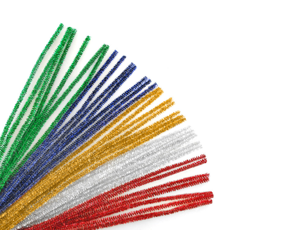 Tinsel Chenille Stems: 6mmx30cm 35/pk Glitter Pipe Cleaners C) Multi Mix