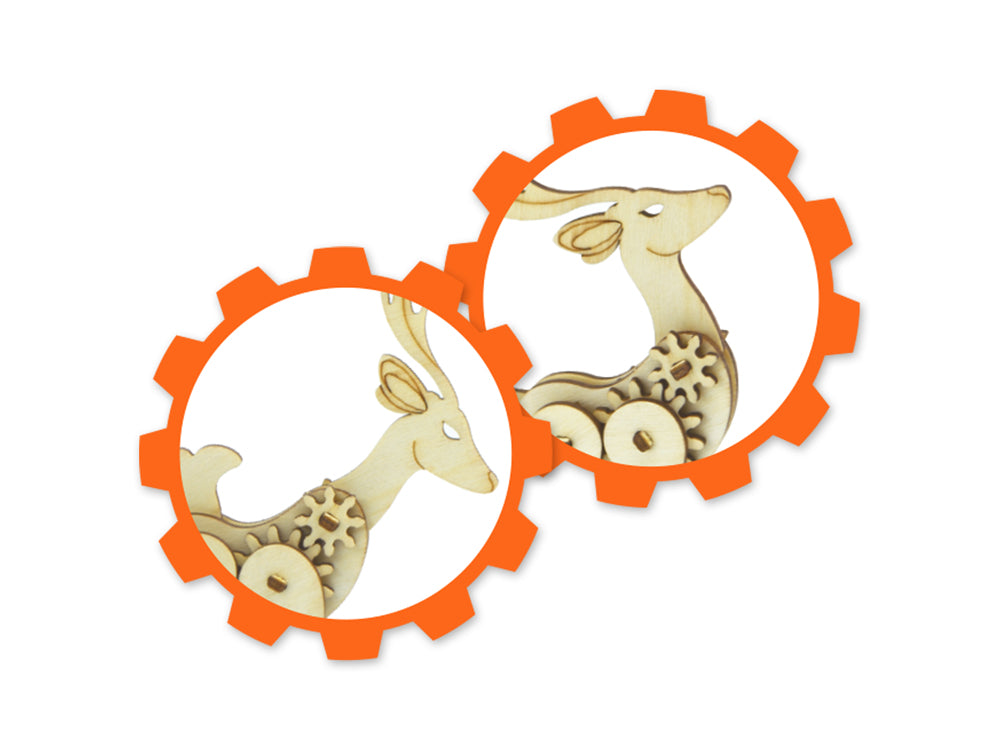 Krafty Kids Kit: 3D Mini Mechanical Gear Wood Puzzle D) Deer
