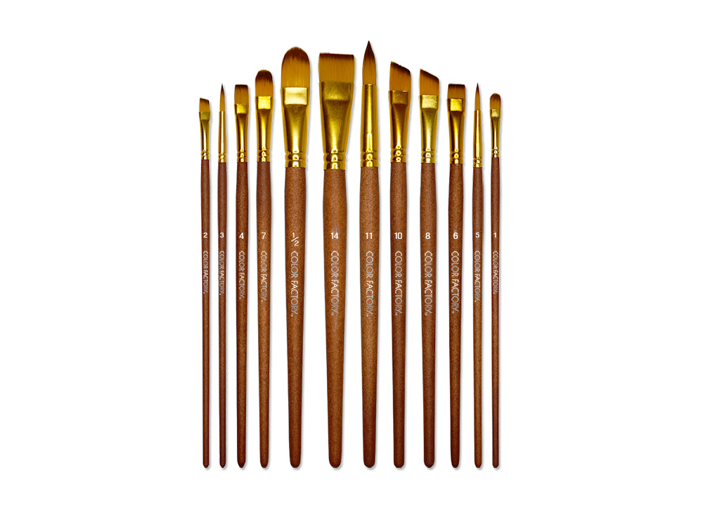 Artist Brush Set: Antique Wood Premium Taklon Set x12 A) Art Medley