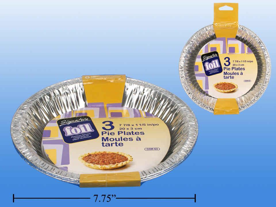 SiG.Kit 3-pc 8" Foil Pie Plates, 1-1/8"Deep,7-7/8x1-1/5" (TE62554)