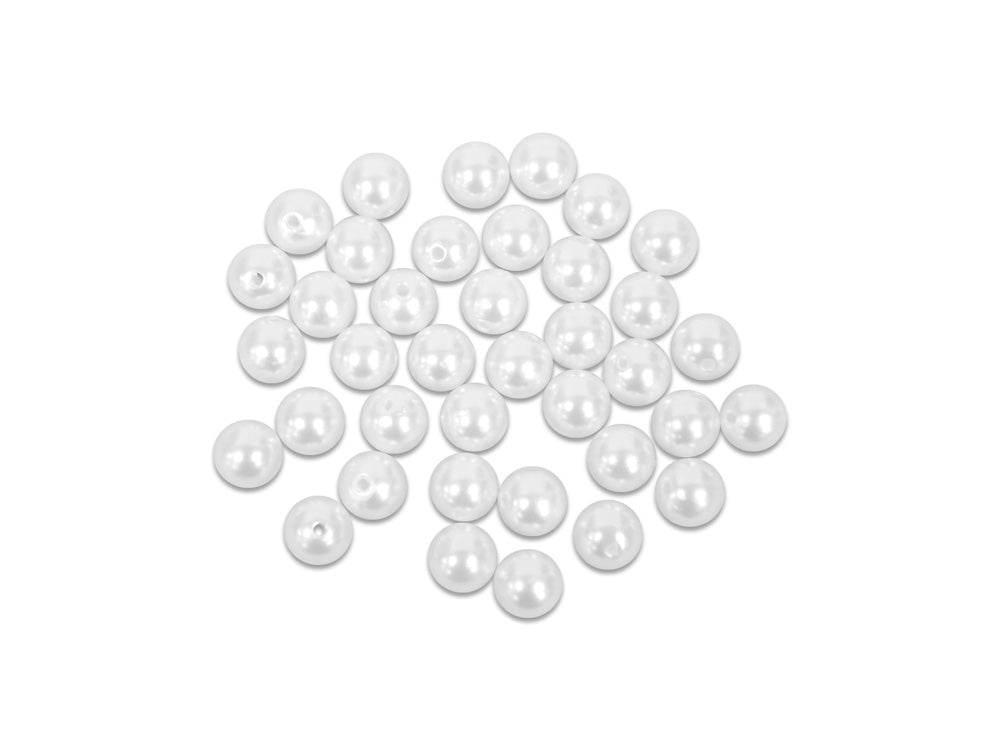 Pearl Beads: Acrylic Sleek White Value-Pack F) 10mm~ 40pc