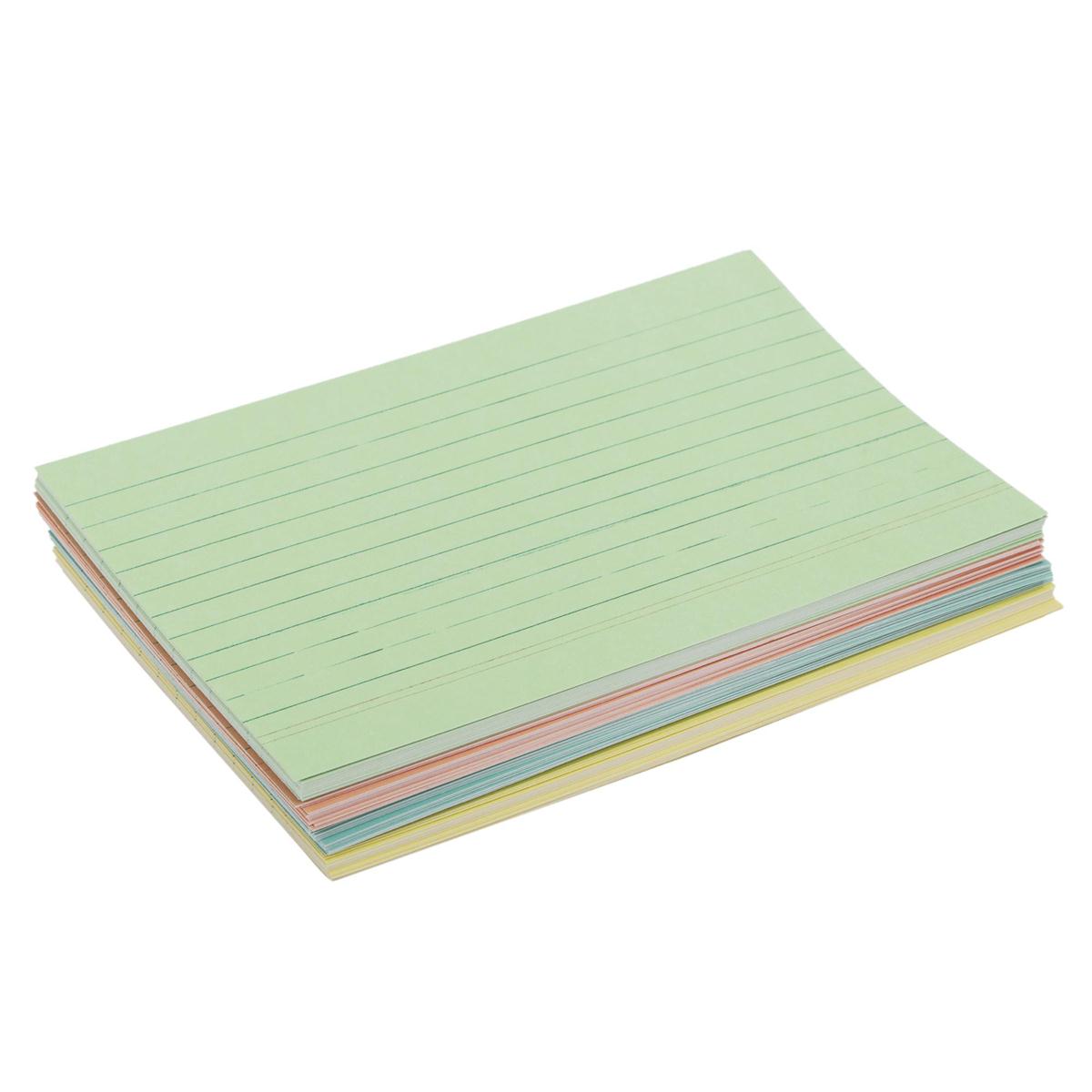 O.WKs. 4x6" 100-Pc Ruled Index Card Assorted Clrs, shrink wrap