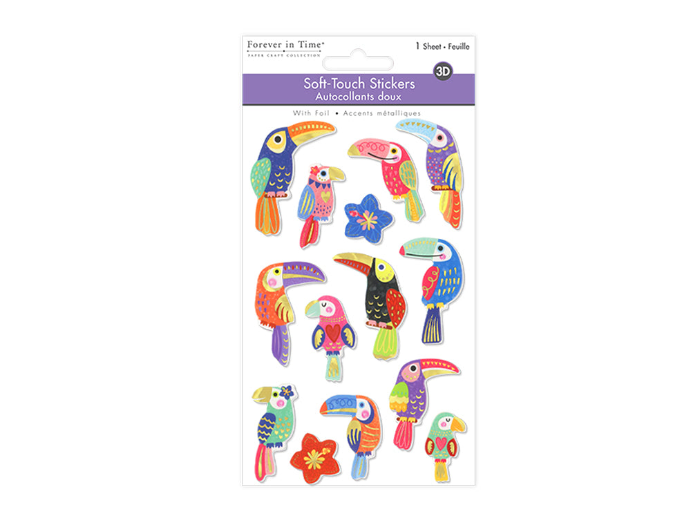 Paper Craft Sticker: 3.9"x6.3" 3D Foil Soft-Touch Themed C) Toucan