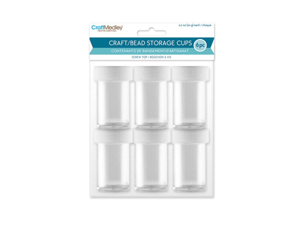 Craft/Bead Storage: 20g (0.7 oz) Screw-Top Cups x6