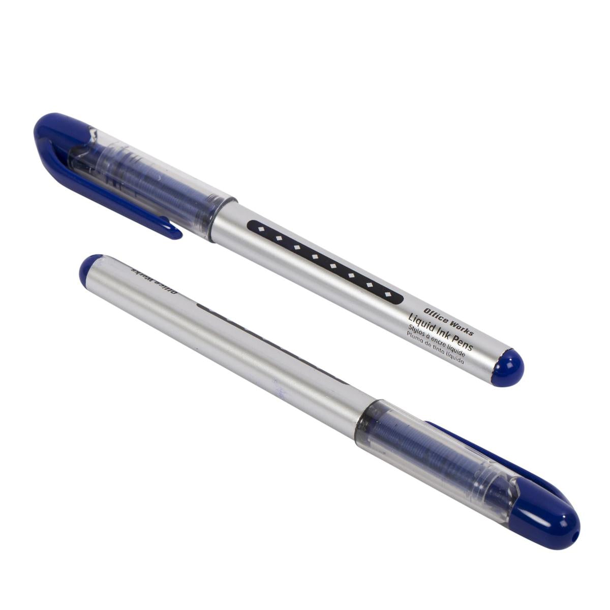 O.WKs. 2-pc Liquid Ink Pens, Blue Ink, b/c