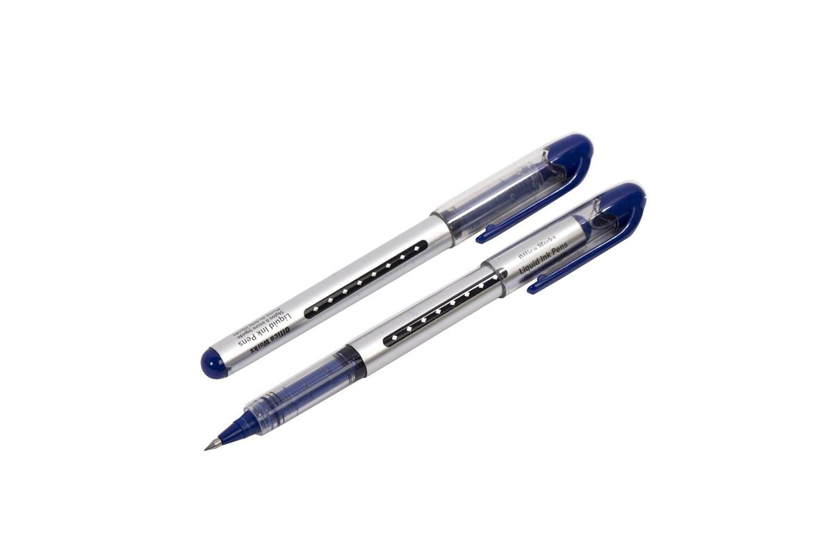 O.WKs. 2-pc Liquid Ink Pens, Blue Ink, b/c