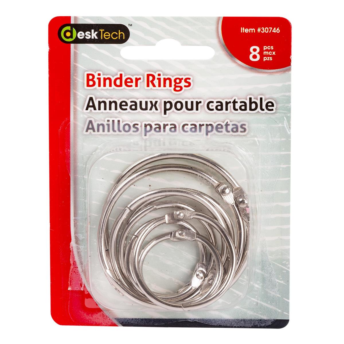 Desk Tech 8-pc Binder Rings, b/c