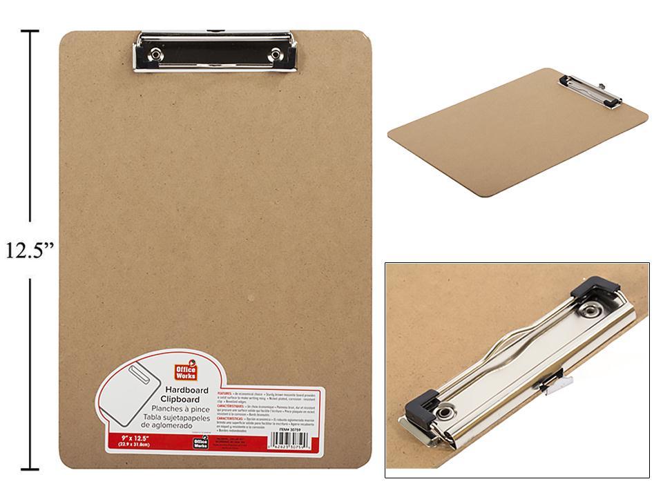 O.WKs 9 x 12.5" Clip Board, shrink pack