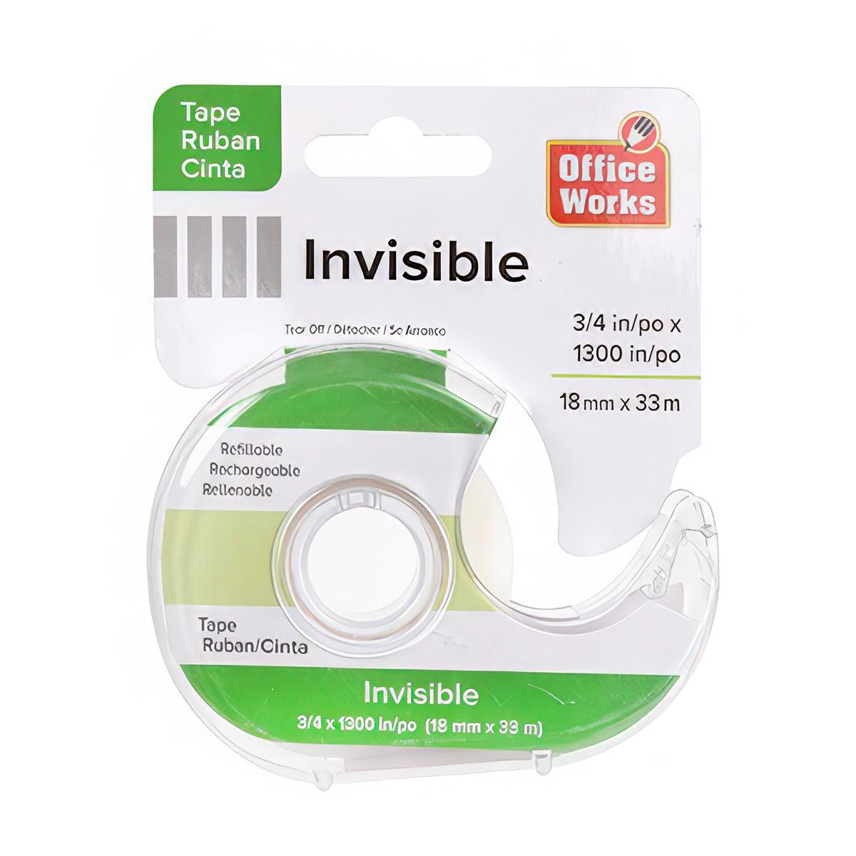 O.WKs. 3/4" x 1300" Invisible Tape w/Dispenser, header