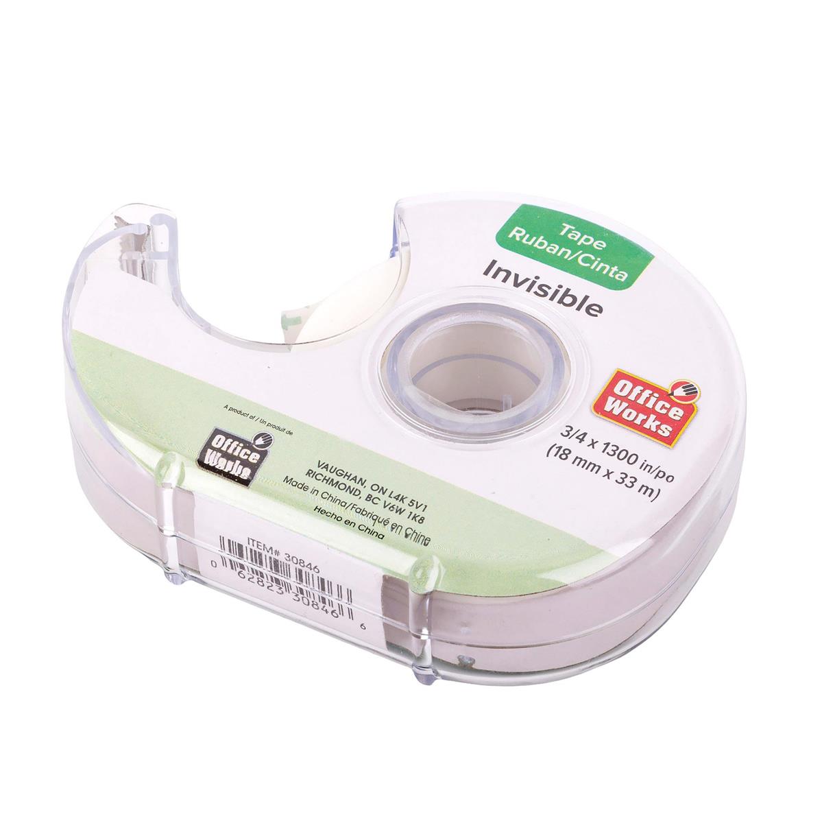 O.WKs. 3/4" x 1300" Invisible Tape w/Dispenser, header