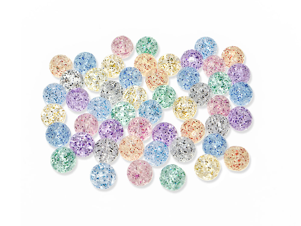 Acrylic Beads: 10mm Round Multi-Packs 25g D) Crackled Glitter