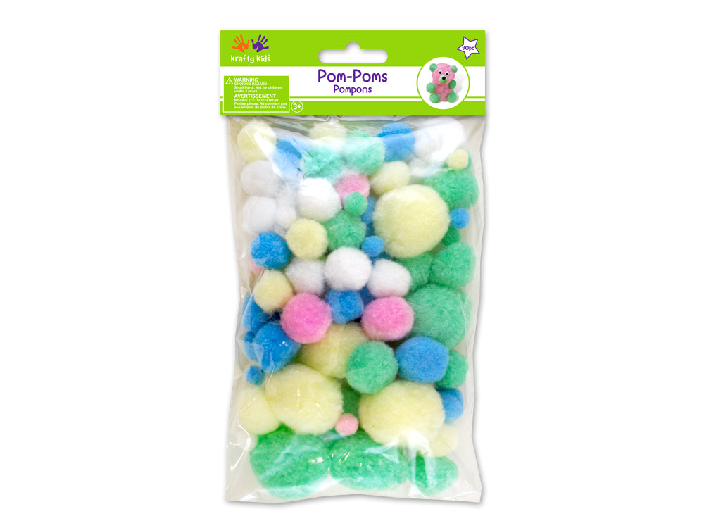Krafty Kids: Pom-Poms Jumbo Pack x90 Pastel Colors Asst