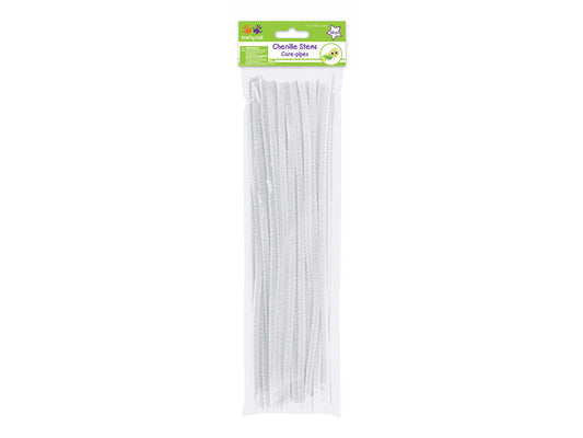 Chenille Stems: 6mmx30cm Standard Pipe Cleaners 40pc N) White