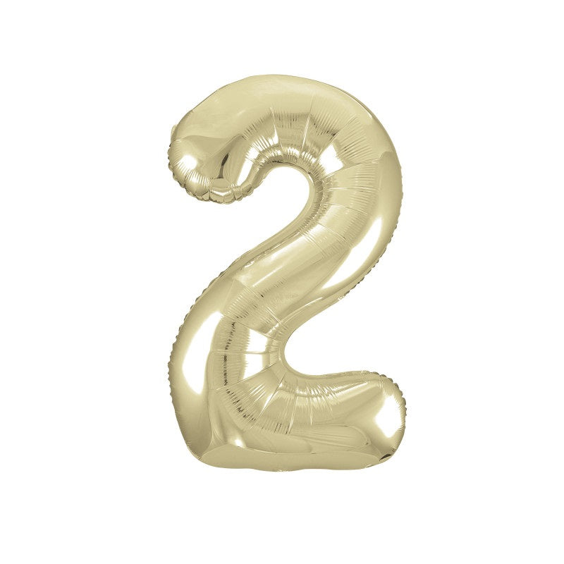 Gold Number 2 Shaped Foil Balloon 34"  Packaged