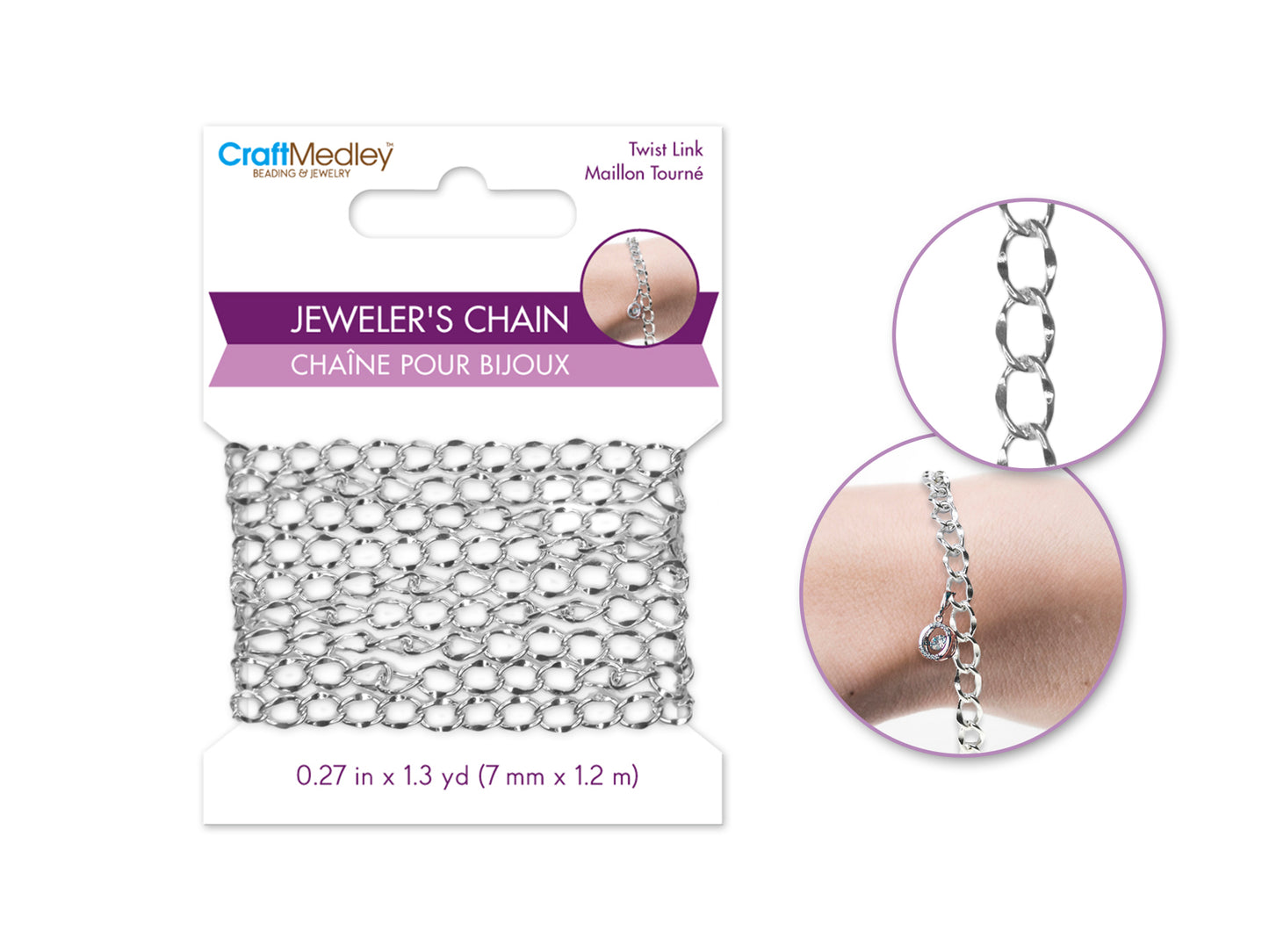 Jewelry Findings: 7mm Jeweler's Chain 1.2m A) Silver