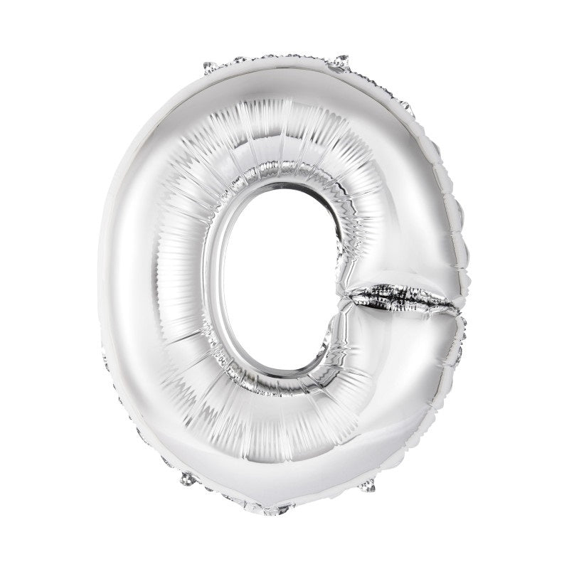 Silver Letter O Shaped Foil Balloon 14"  Packaged