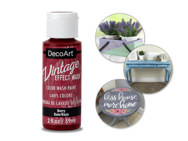Decoart Paint: 2oz Vintage Effect Wash DCW01-DCW20 DCW05 Berry