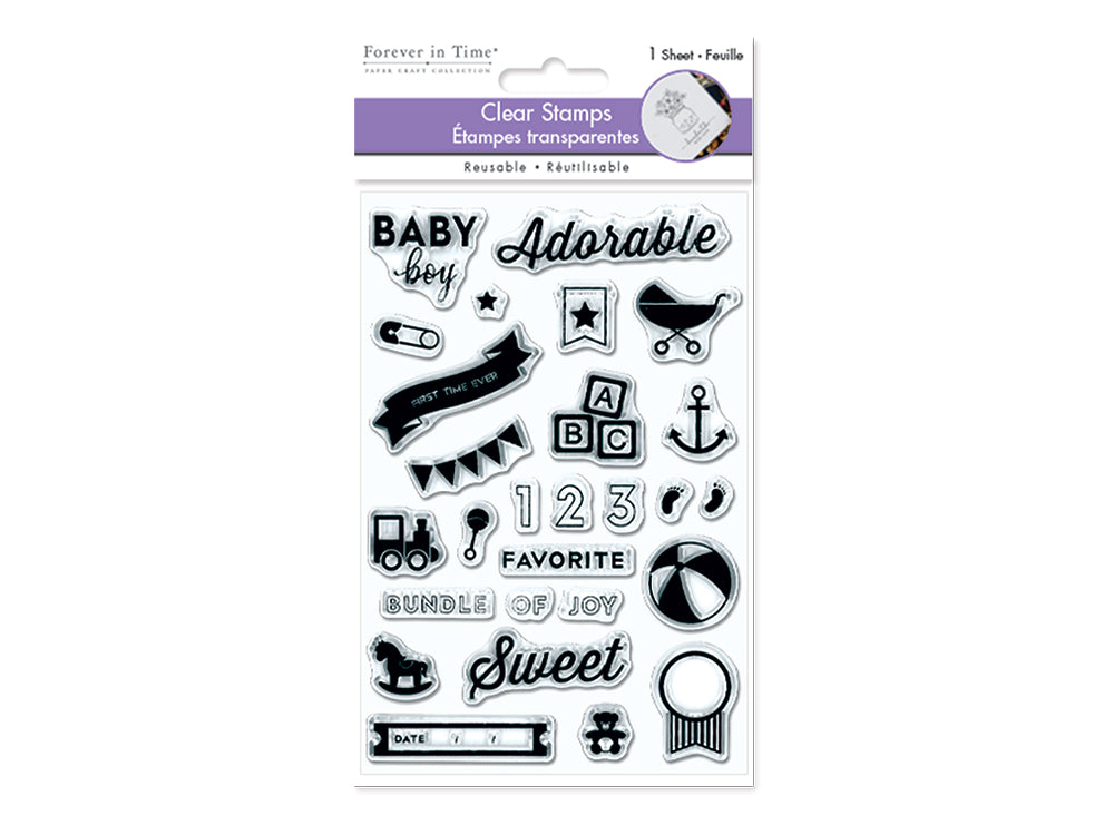 Clear Stamps: 4.3"x6.3" Reusable 03) Baby Boy