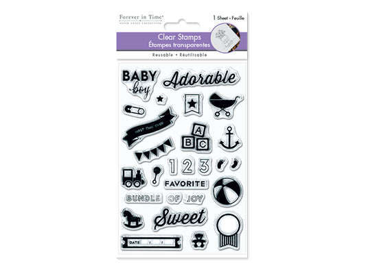 Clear Stamps: 4.3"x6.3" Reusable 03) Baby Boy