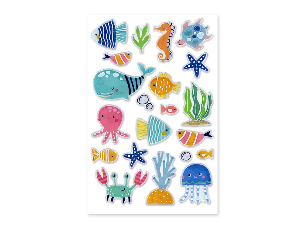 Paper Craft Sticker: 4.1"x7.5" 3D Puffy C) Sea Life